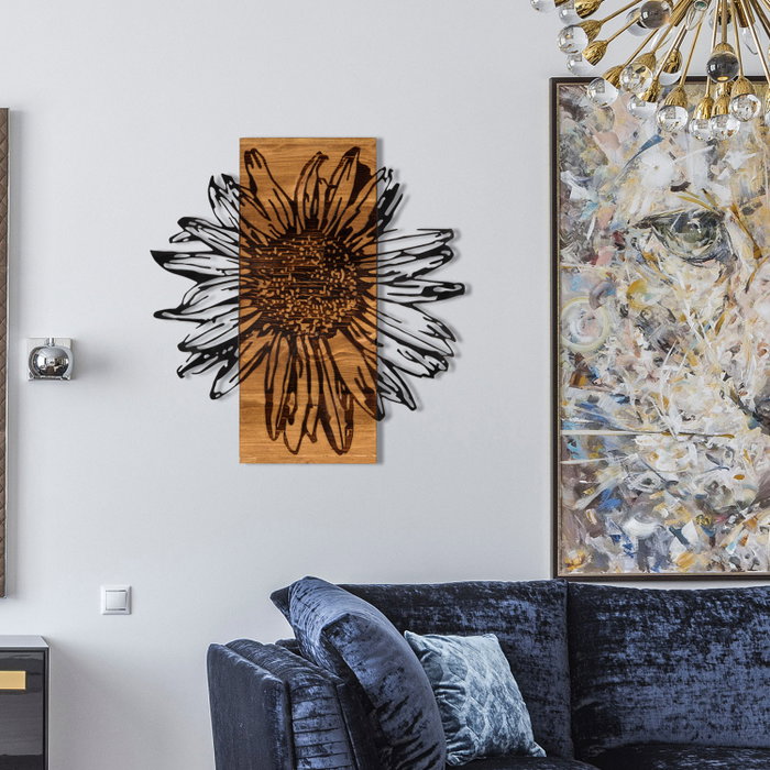 Wallity Daisy - Escultura de pared en Negro y Nogal Wallity Daisy - Escultura de pared en Negro y Nogal